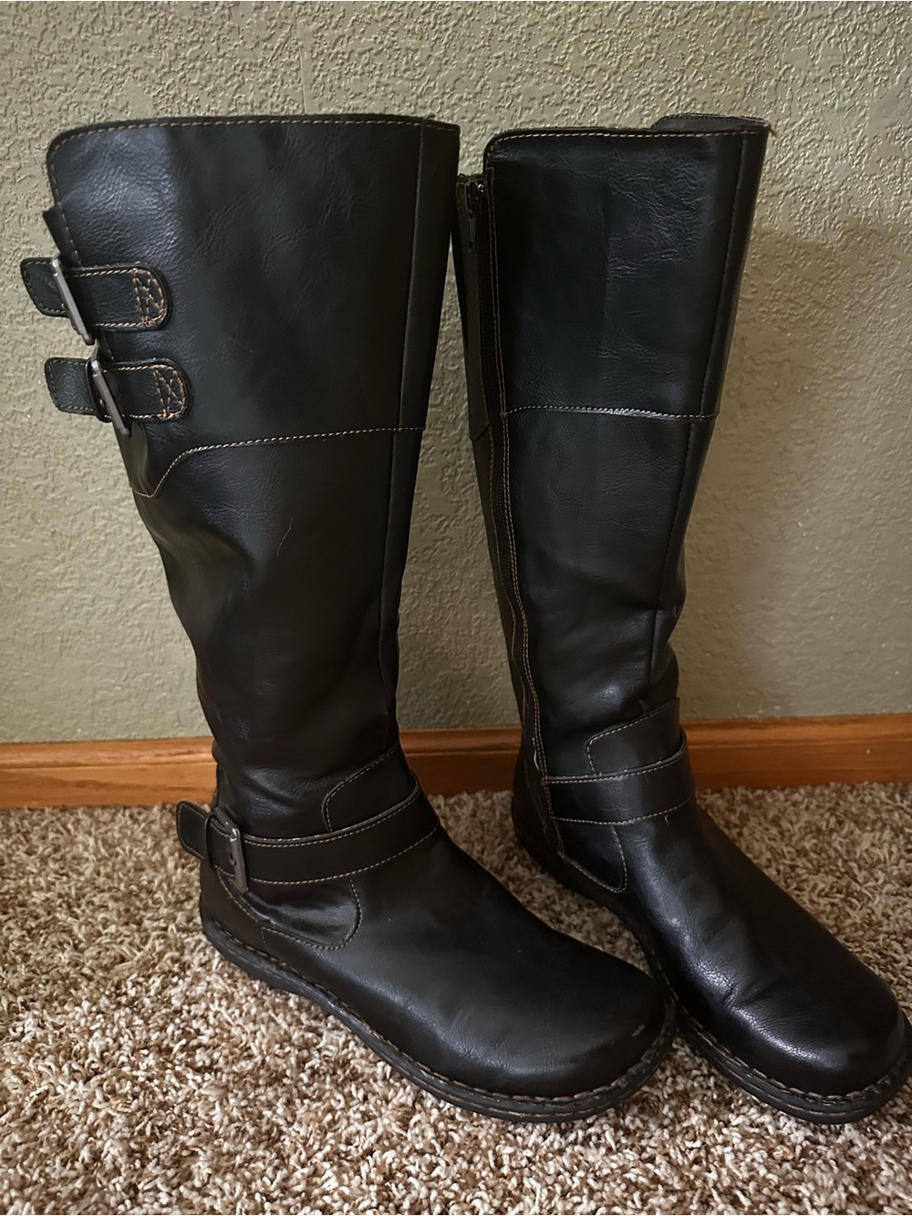 Black BOC Boots with Buckle Detail and Zipper closure